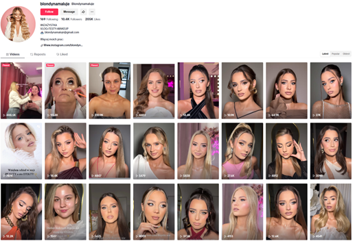 Zrzut ekranu z biblioteki contentowej na Tik Tok'u